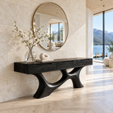Wood Console Table with Three Flush Drawers and Sculptural Curved Base - Arboriswood - 10