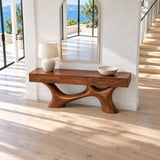 Wood Console Table with Three Flush Drawers and Sculptural Curved Base - Arboriswood - 5