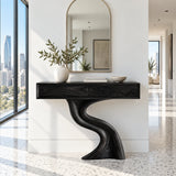 Wood Console Table with Two Drawers and Sculptural Solid Wood Pedestal Base - Arboriswood - 11