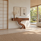 Wood Console Table with Two Drawers and Sculptural Solid Wood Pedestal Base - Arboriswood - 3