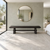 Wood Dining Bench, Live-Edge Slab on Trestle Supports with Through-Tenon Tie - Arboriswood - 10