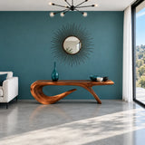Wood Entryway Bench with Wavy Slab Top on Single Loop-and-Hook Ribbon Base - Arboriswood - 14