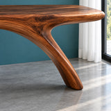 Wood Entryway Bench with Wavy Slab Top on Single Loop-and-Hook Ribbon Base - Arboriswood - 4