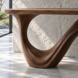 Wood Entryway Table with Open-Loop Curled-Foot Pedestal and Oval Slab Top - Arboriswood - 4