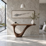 Wood Entryway Table with Open-Loop Curled-Foot Pedestal and Oval Slab Top - Arboriswood - 9