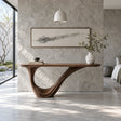 Wood Entryway Table with Open-Loop Curled-Foot Pedestal and Oval Slab Top - Arboriswood