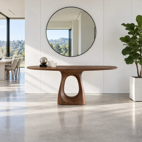 Wood Entryway Table with Oval Cut-Out Pedestal and Rounded Oval Slab Top - Arboriswood